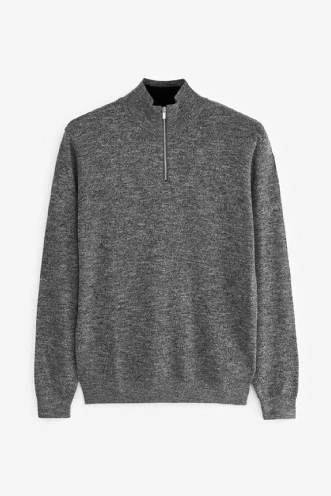 Next Troyer Melierter Pullover mit Reißverschlusskragen (1-tlg) günstig online kaufen