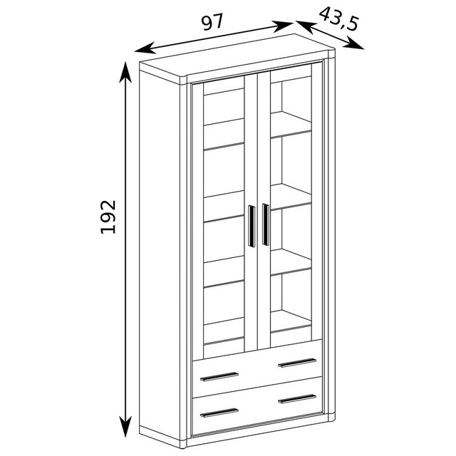 Lomadox Vitrine DUNEDIN-161 Vitrinenschrank mit Beleuchtung, 97cm breit, Tr günstig online kaufen