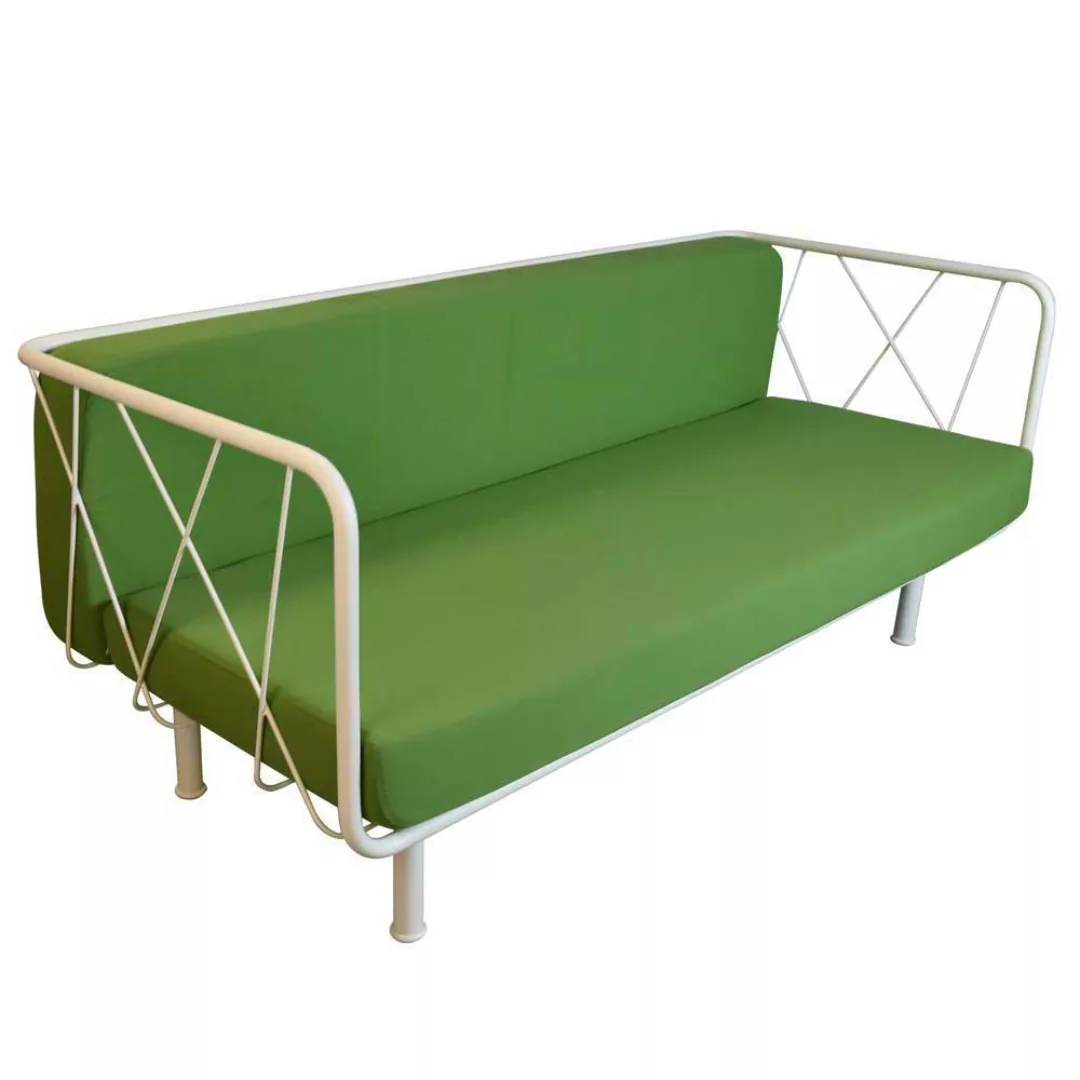 Outdoor Sofa in Grün un d Weiß Stahl günstig online kaufen