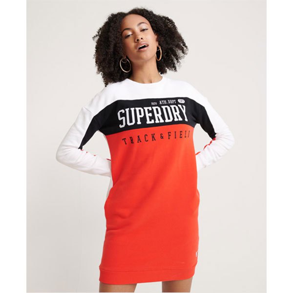 Superdry Panel Sleeve Kurzes Kleid XS White / Black / Orange günstig online kaufen