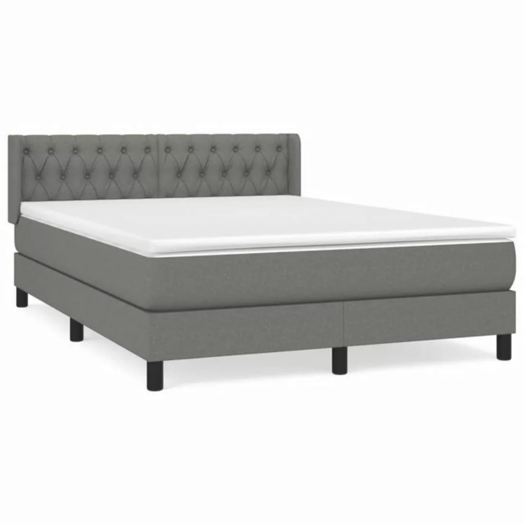 furnicato Bettgestell Boxspringbett mit Matratze Dunkelgrau 140x200 cm Stof günstig online kaufen