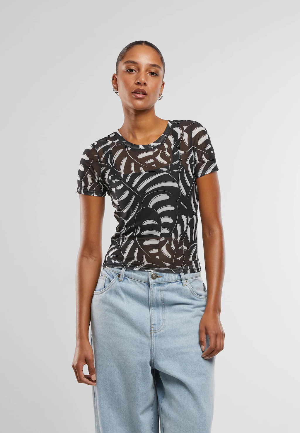 URBAN CLASSICS T-Shirt "Urban Classics Damen Ladies AOP Mesh Tee", (1 tlg.) günstig online kaufen