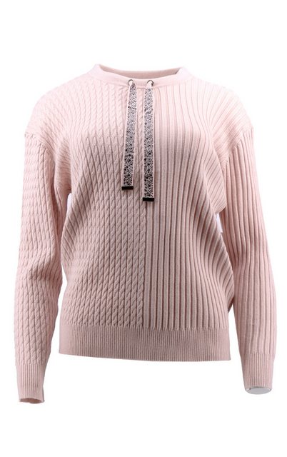 Passioni Strickpullover in Rosa mit Zuglaschen mit Strasssteinen am Ausschn günstig online kaufen