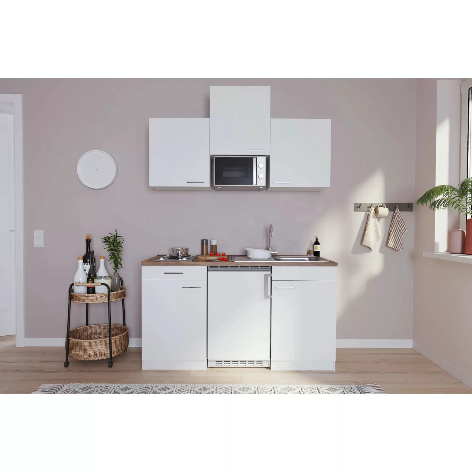 Respekta Küchenzeile KB150WWMI 150 cm Weiß günstig online kaufen