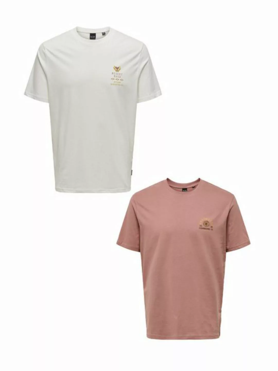 ONLY & SONS T-Shirt T-Shirt 2er-Set Rundhals Kurzarm (1-tlg) 7639 in Rot-We günstig online kaufen
