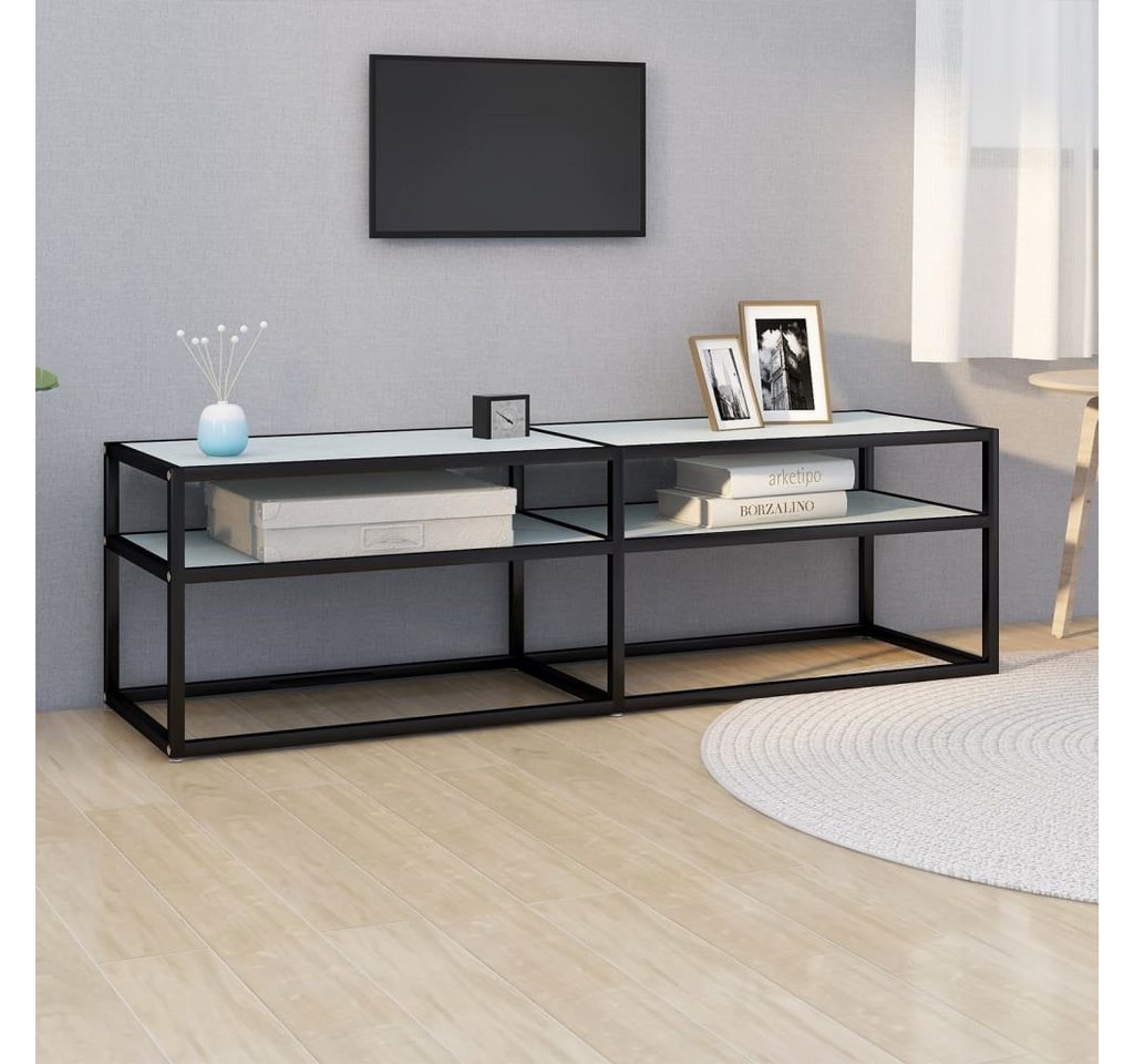 furnicato TV-Schrank Weiß Marmor-Optik 140x40x40,5 cm Hartglas günstig online kaufen