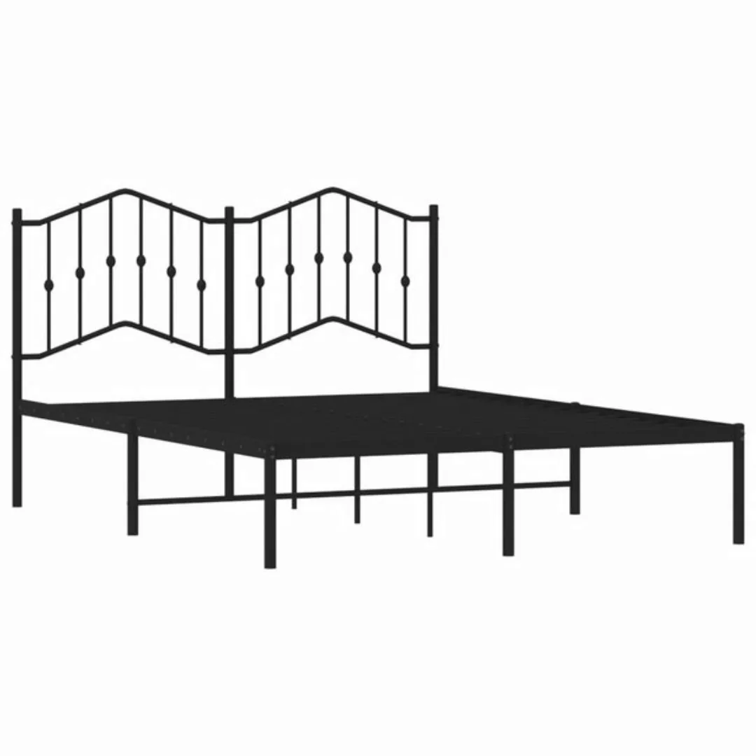 vidaXL Bettgestell Bettgestell mit Kopfteil Metall Schwarz 140x200 cm Bett günstig online kaufen