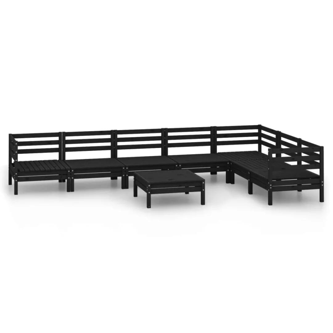 8-tlg. Garten-lounge-set Massivholz Kiefer Schwarz günstig online kaufen