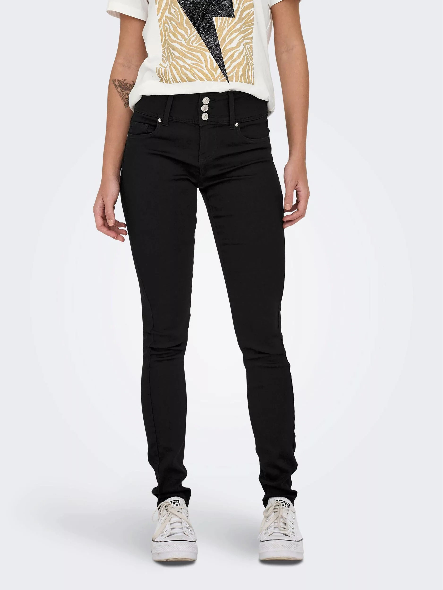 ONLY Skinny-fit-Jeans "ONLHELLA ANEMONE WIDE WB MW SKIN DNM EXT" günstig online kaufen