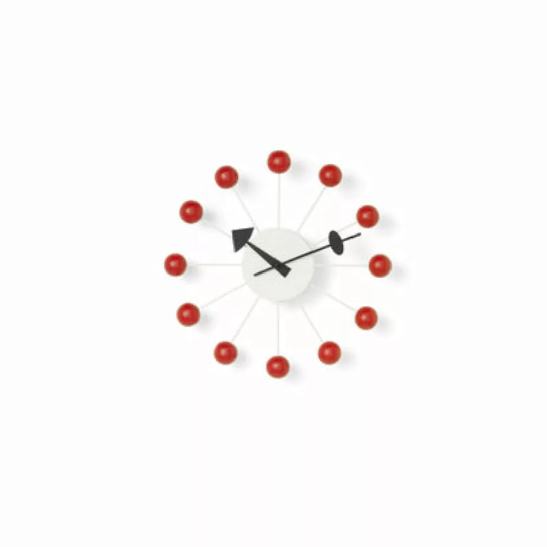 Wanduhr Ball Clock holz rot / By George Nelson, 1948-1960 / Ø 33 cm - Vitra günstig online kaufen