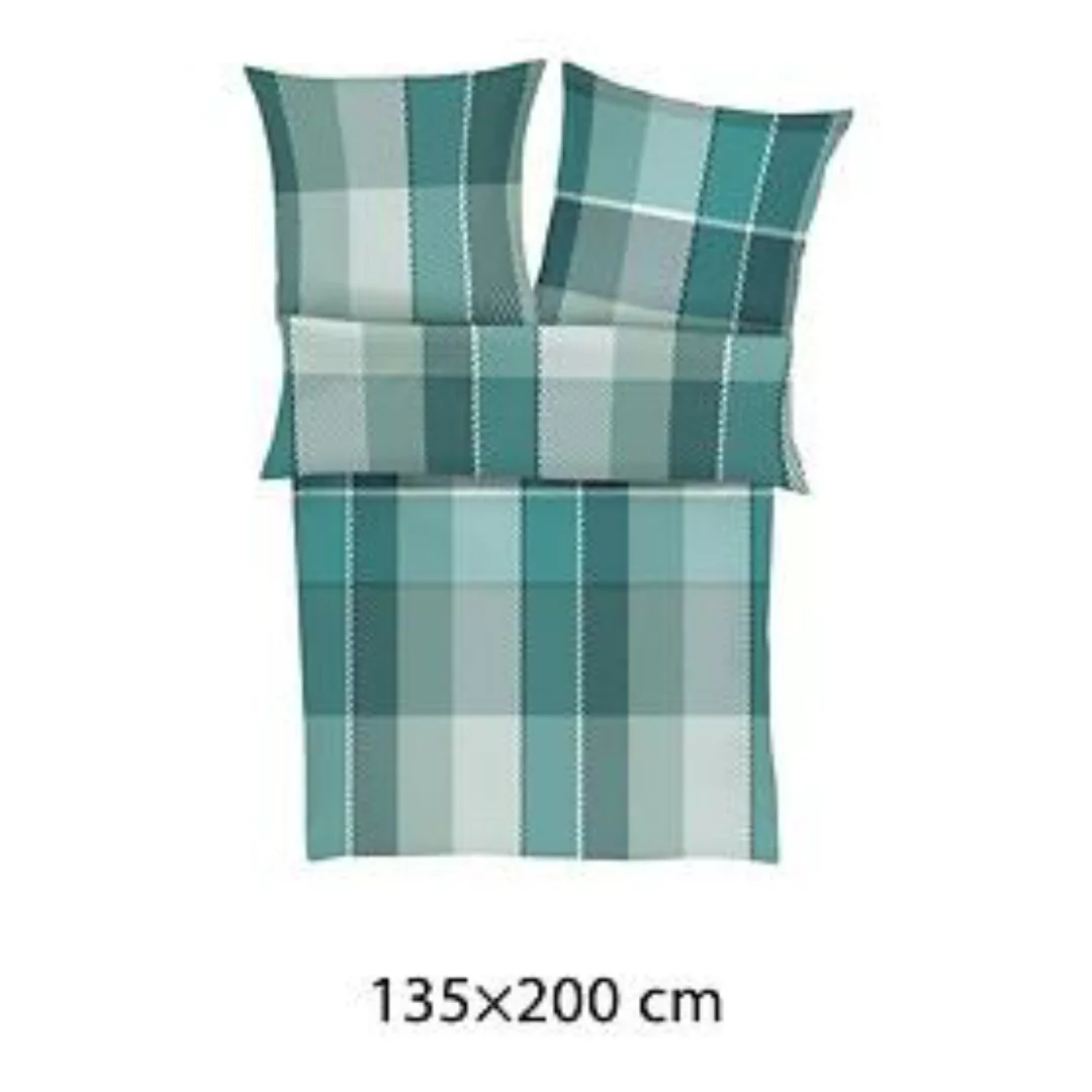 Mako-Satin-Bettwäsche 'Sleep' grün/grau 135x200 günstig online kaufen