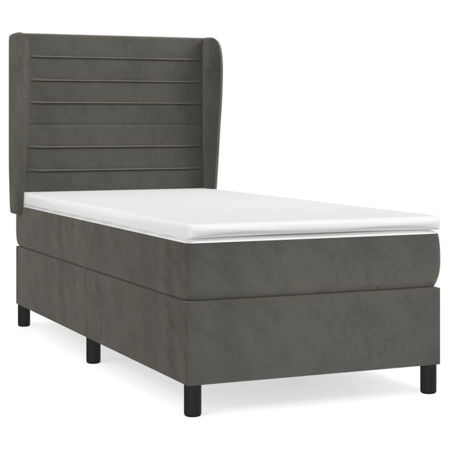 vidaXL Boxspringbett mit Matratze Dunkelgrau 90x190 cm Samt1537584 günstig online kaufen