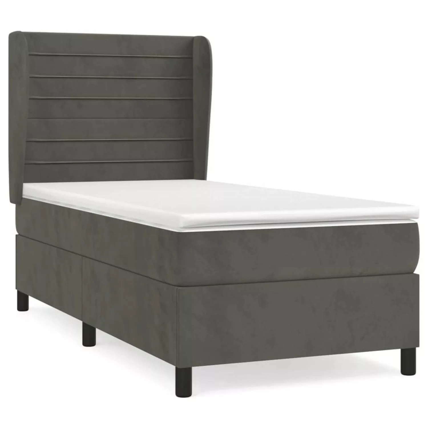 vidaXL Boxspringbett mit Matratze Dunkelgrau 90x200 cm Samt1534987 günstig online kaufen