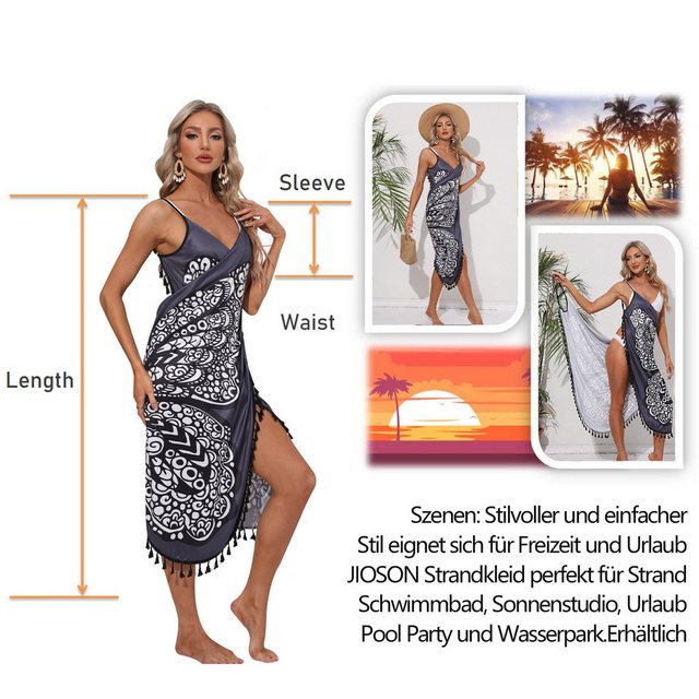 JUBOUEL Strandkleid Bikini Badeanzüge Cover Ups Mode Stil V Ausschnitt Stra günstig online kaufen