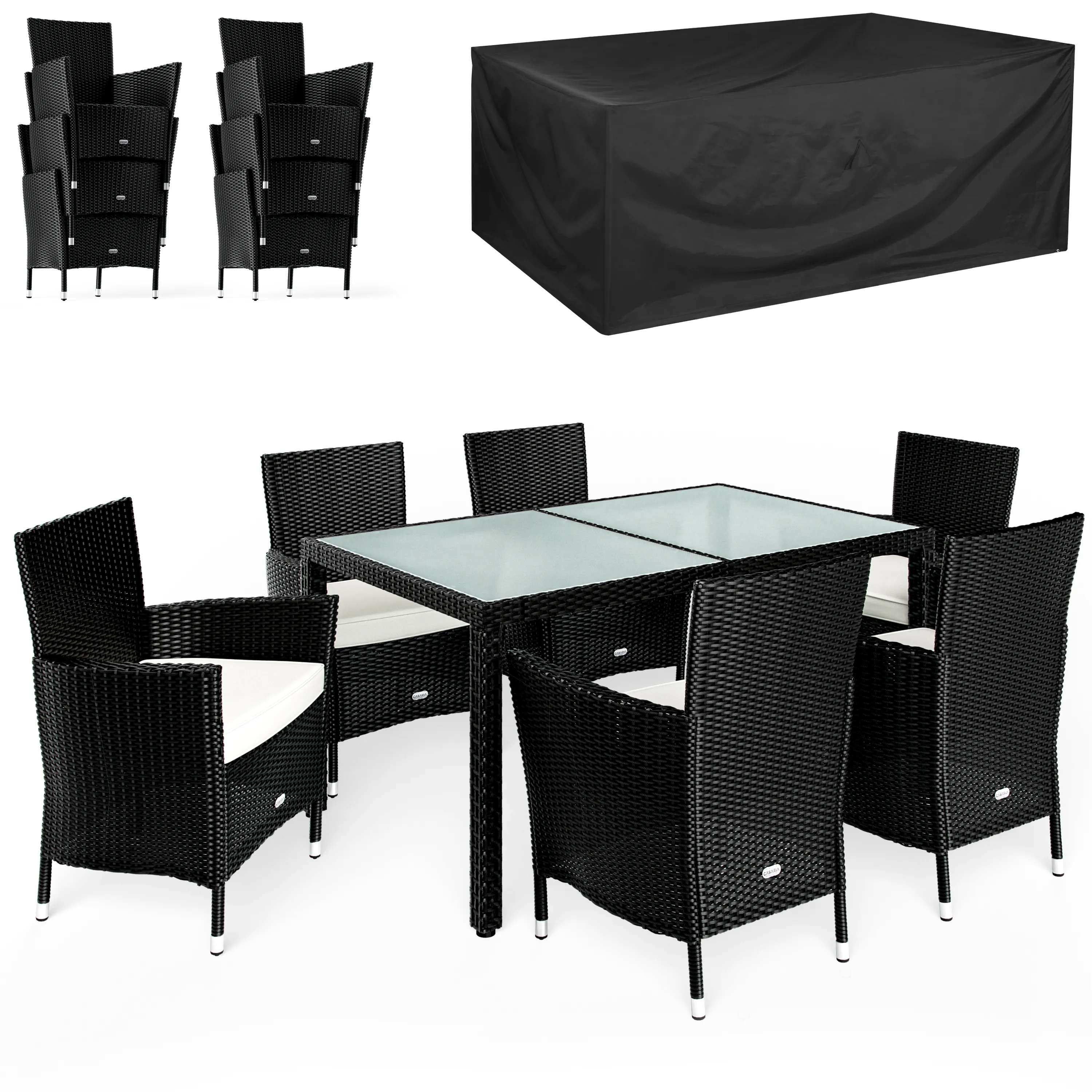 Casaria Garten-Essgruppe, 6 Personen Rattan inkl. günstig online kaufen