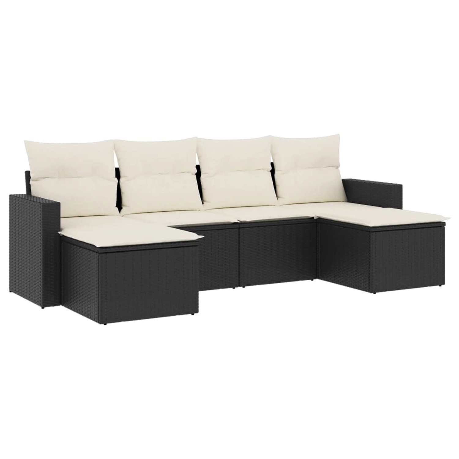 vidaXL 6-Tlg Garten-Sofagarnitur mit Kissen Schwarz Poly Rattan 3219306 günstig online kaufen