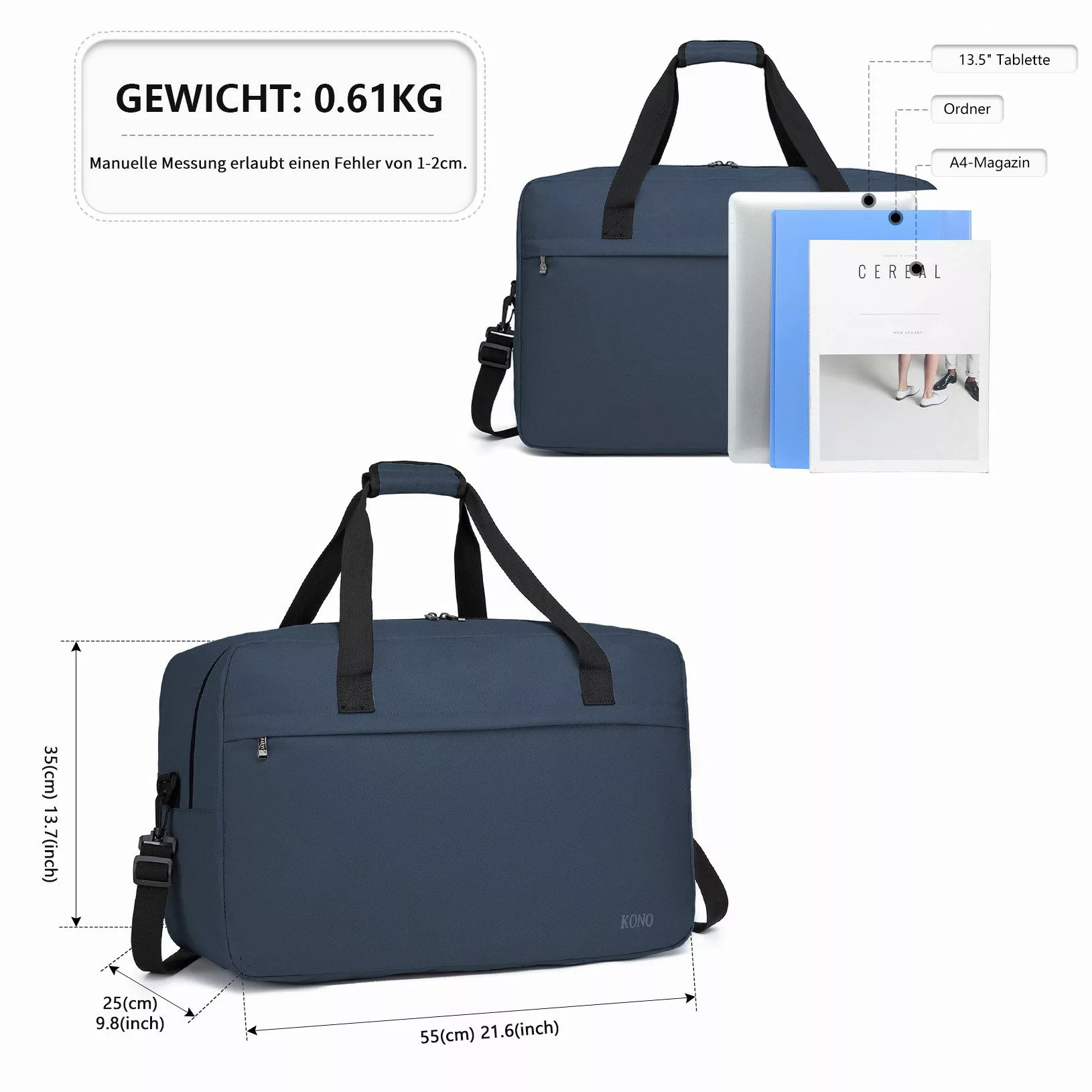 KONO Reisetasche Handgepäck Tasche Unisex Gym günstig online kaufen