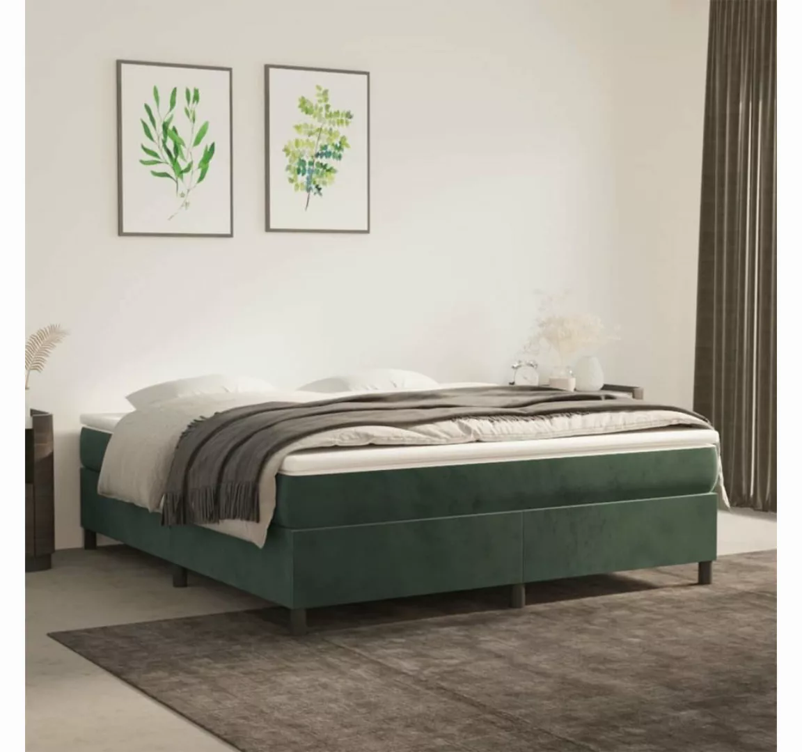 furnicato Bett Boxspringbett mit Matratze Dunkelgrün 180x200 cm Samt günstig online kaufen