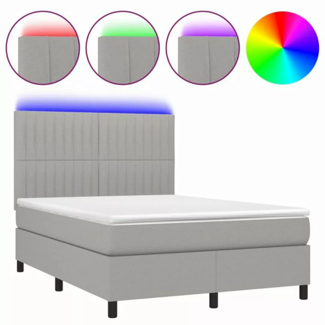 vidaXL Boxspringbett Bett Boxspringbett mit Matratze & LED Stoff (140 x 190 günstig online kaufen