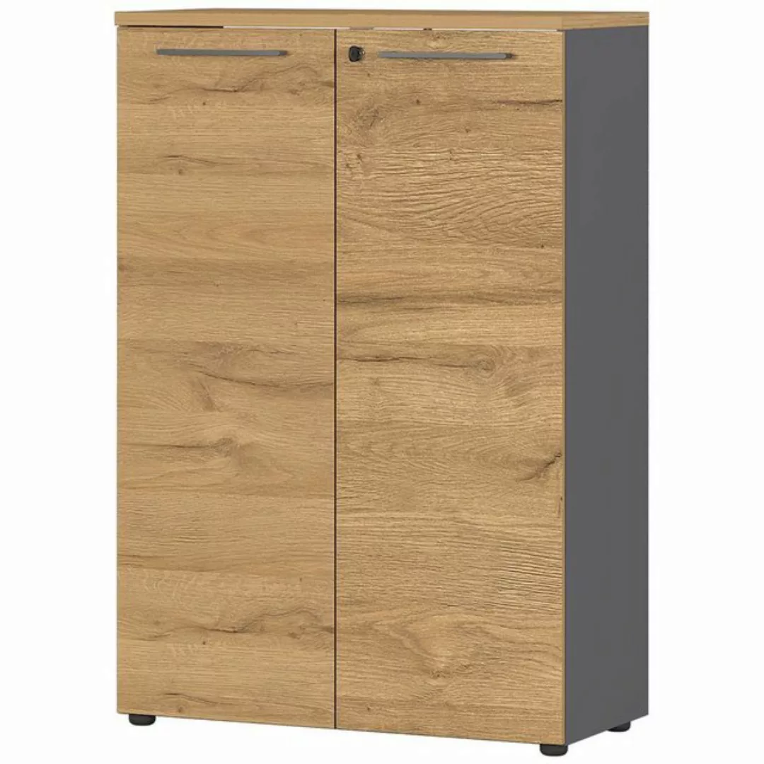 Lomadox Aktenschrank AURAY-01 3OH 80cm Graphit/Grandson-Eiche-Nb. B/H/T ca. günstig online kaufen