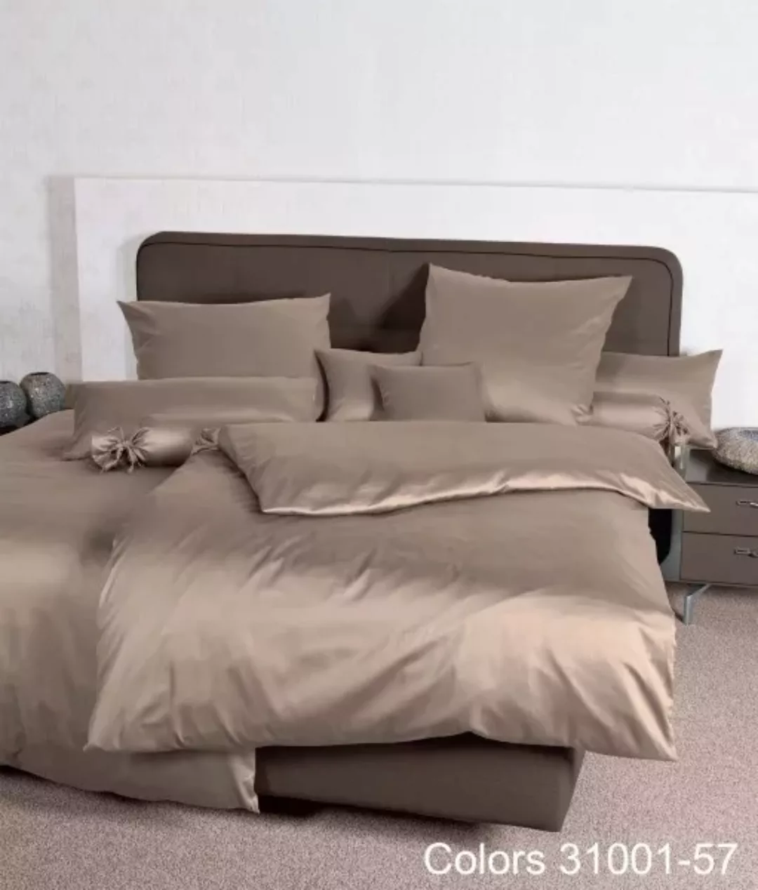 Janine Mako-Satin Bettwäsche Colors 31001 taupe Größe:  155x220 cm + 80x80 günstig online kaufen