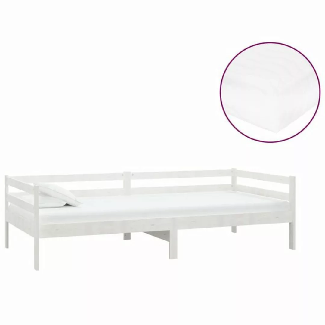 furnicato Bett Tagesbett mit Matratze 90x200 cm Weiß Kiefer Massivholz (1-t günstig online kaufen