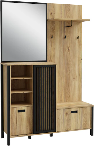 FORTE Kompaktgarderobe "Jytana", Kompaktgarderobe, Stauraum, Lamellenoptik, günstig online kaufen