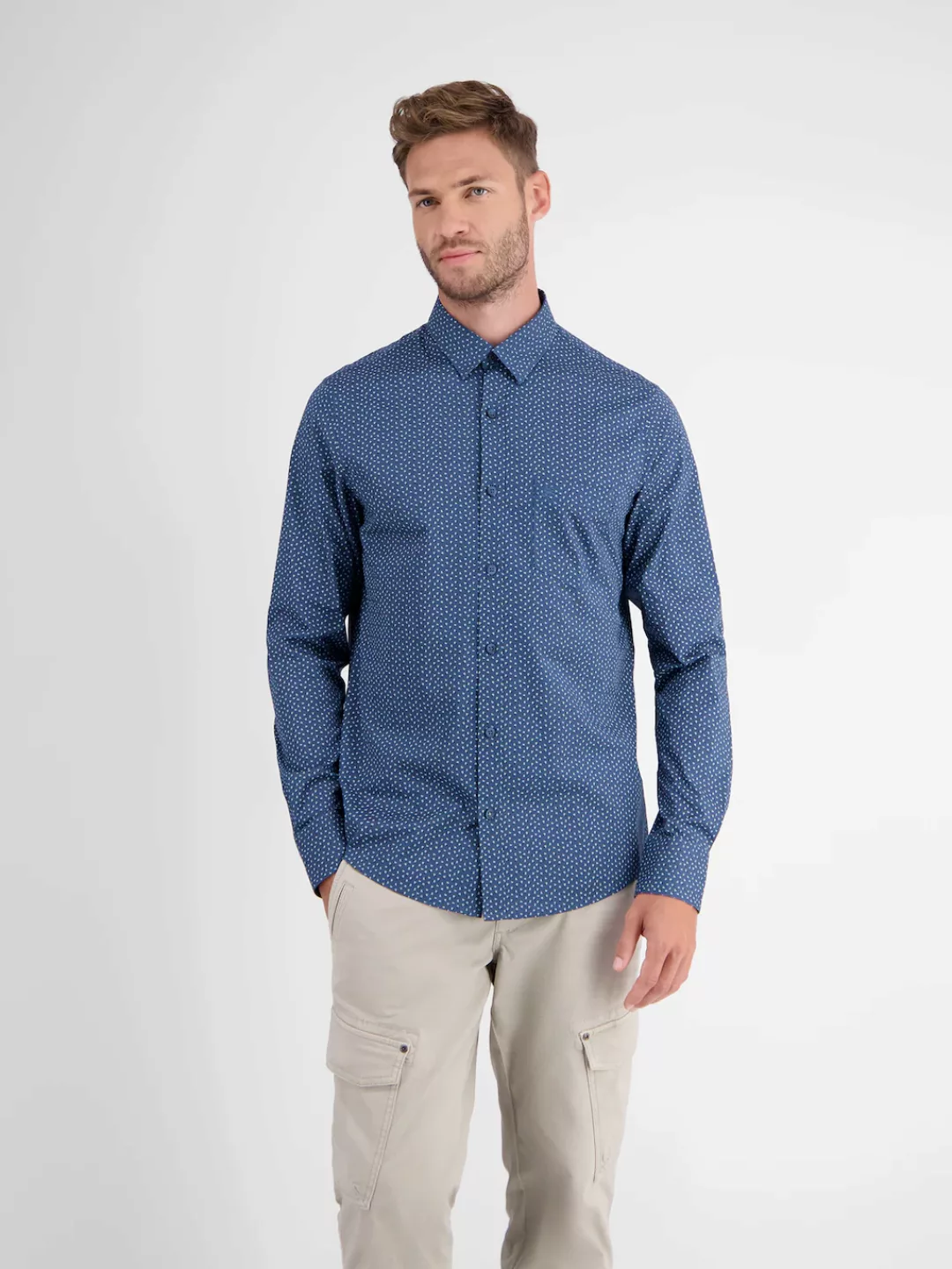 LERROS Langarmhemd "LERROS Poplinhemd mit Minimal-Alloverprint" günstig online kaufen