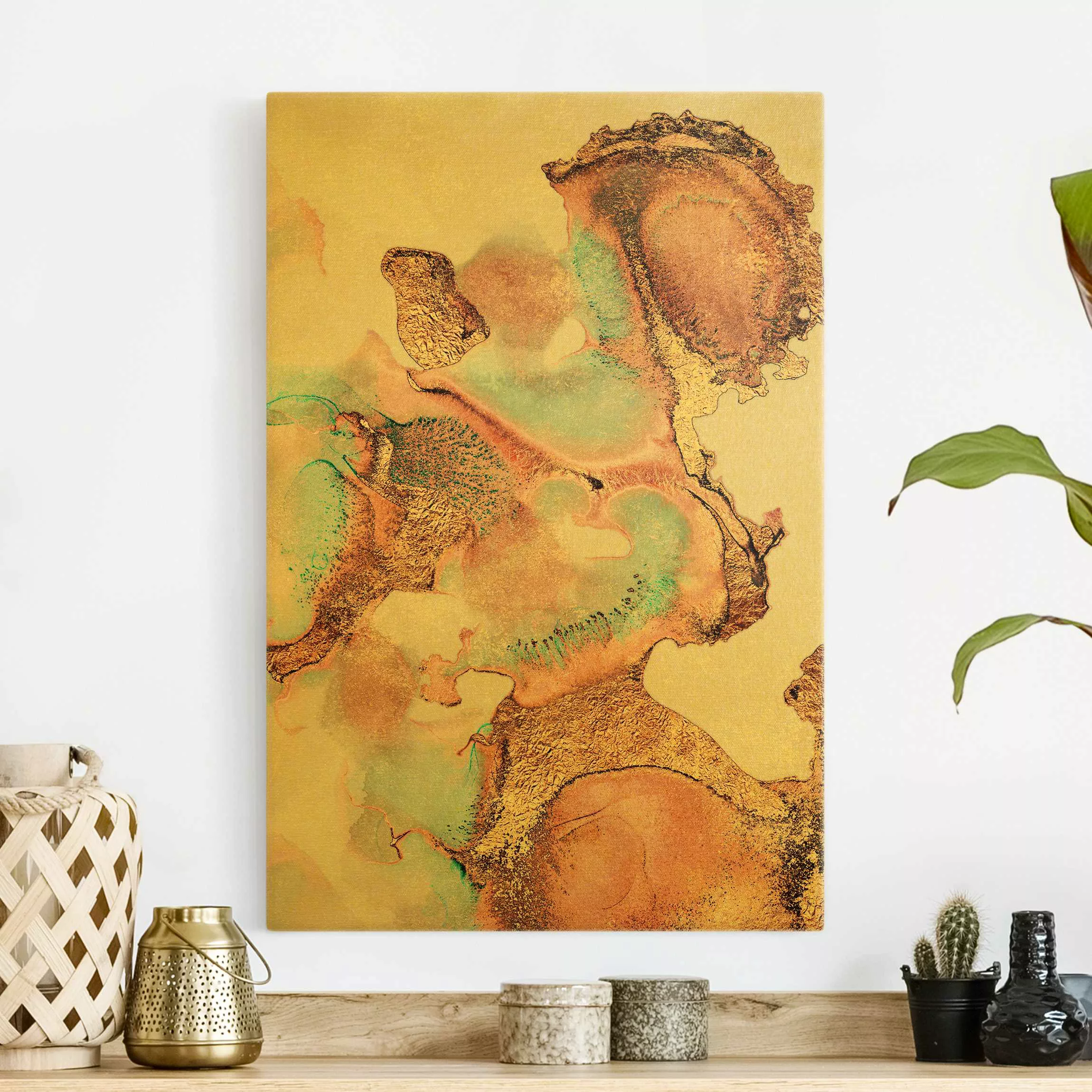 Leinwandbild Gold Goldenes Aquarell Rosé günstig online kaufen