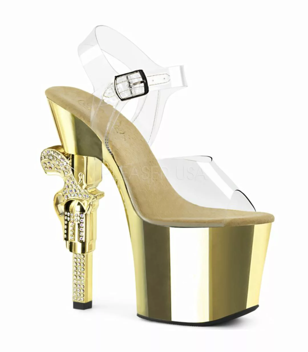 Plateau High Heels REVOLVER-708 - Gold Chrom (Schuhgröße: EUR 40) günstig online kaufen