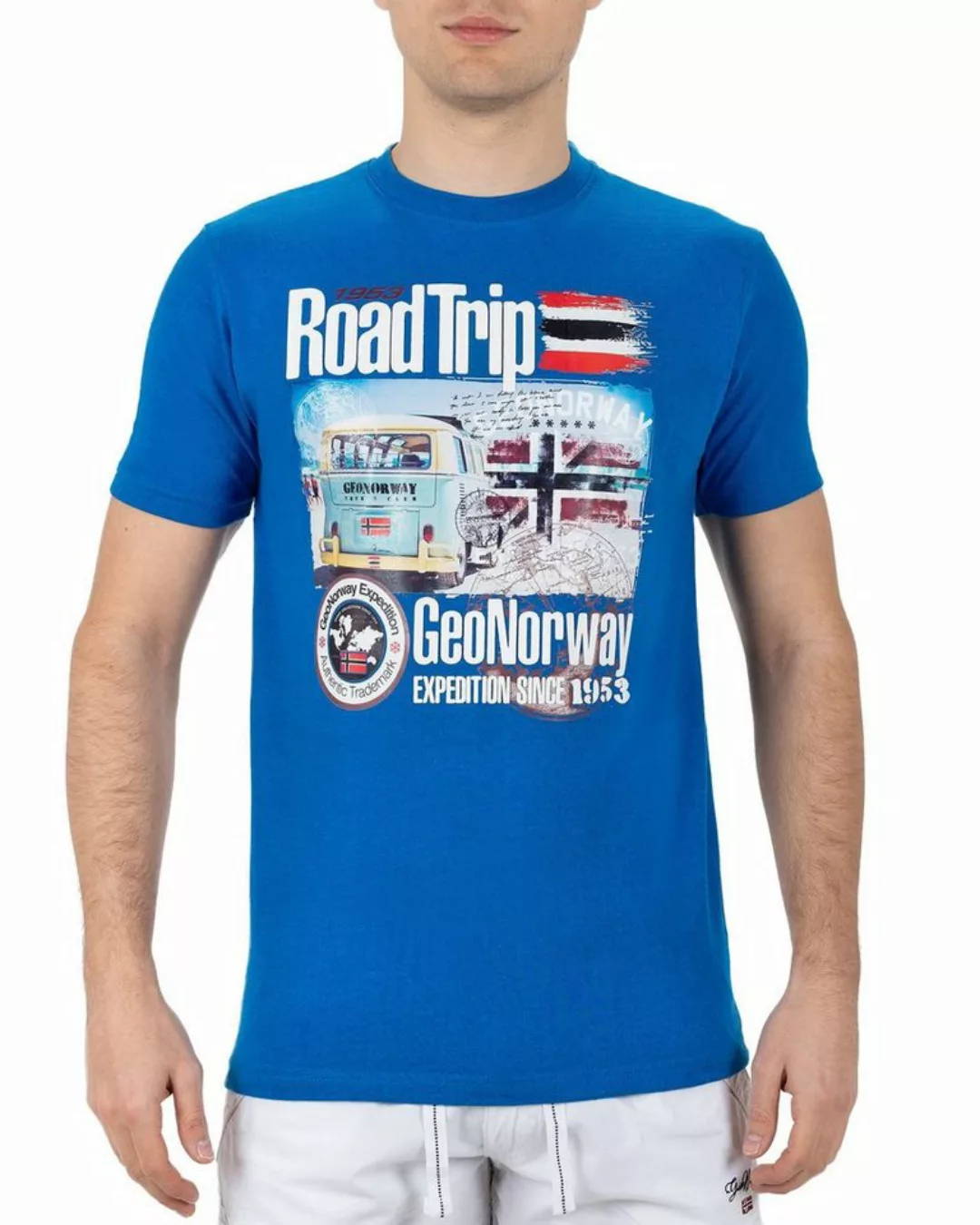 Geo Norway T-Shirt Casual Kurzarm Shirt bajiami Men Royal Blue XL mit auffä günstig online kaufen