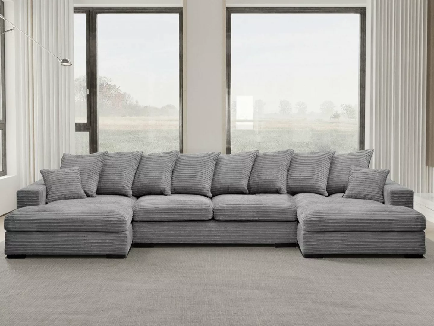 Kaiser Möbel Ecksofa Ecksofa, Sofa U-form, Couch U-form Gabon stoff Zoom, m günstig online kaufen