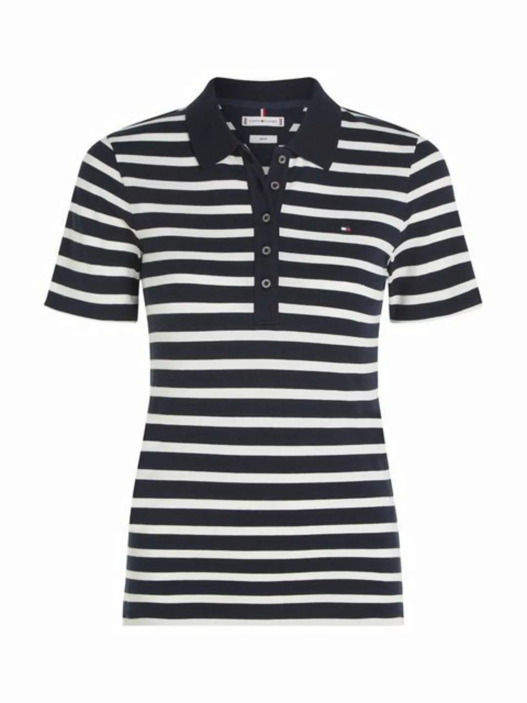 Tommy Hilfiger Poloshirt 1985 SLIM PIQUE STRIPE POLO SS mit dezenter Tommy günstig online kaufen