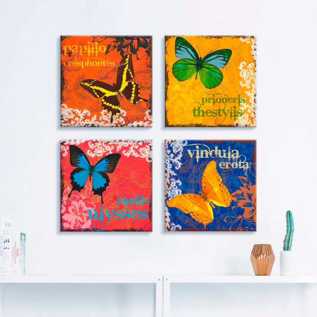 Artland Leinwandbild "Schmetterlinge Bunt", Insekten, (4 St.), 4er Set, ver günstig online kaufen