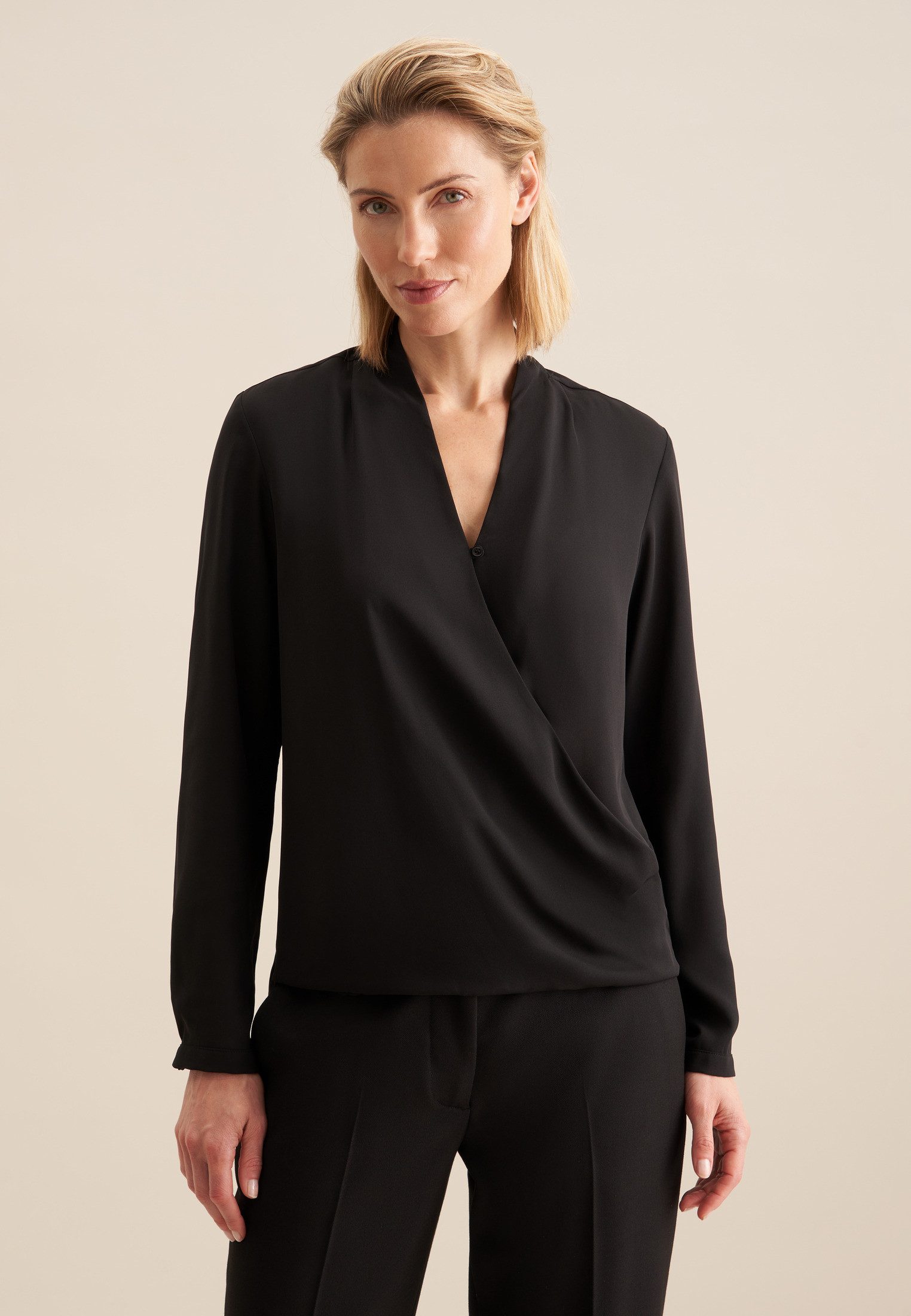 seidensticker Wickelbluse Schwarze Rose Langarm V-Neck günstig online kaufen