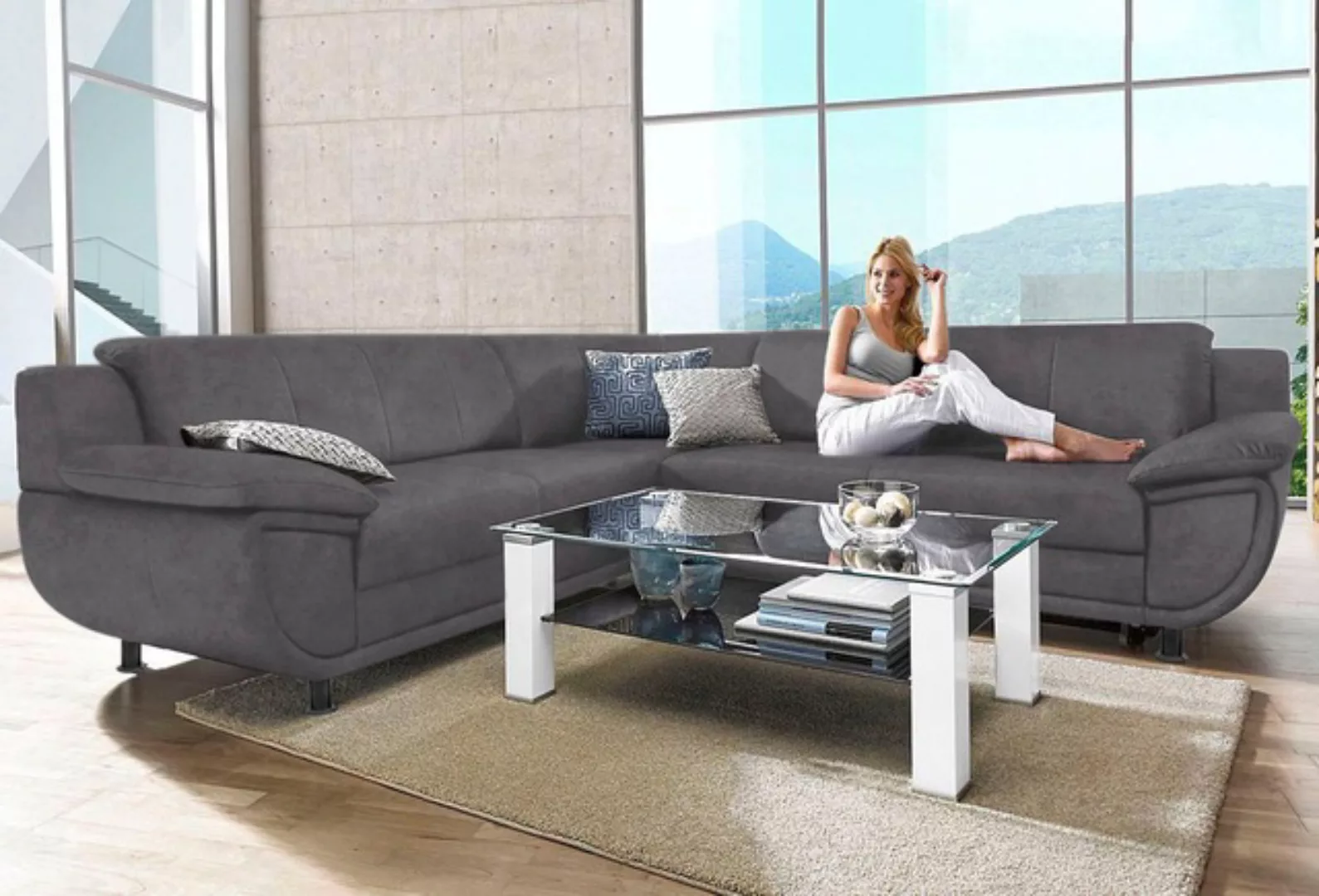 TRENDMANUFAKTUR Ecksofa "Rondo wahlweise mit Schlaffunktion, 267x247 cm (Bx günstig online kaufen