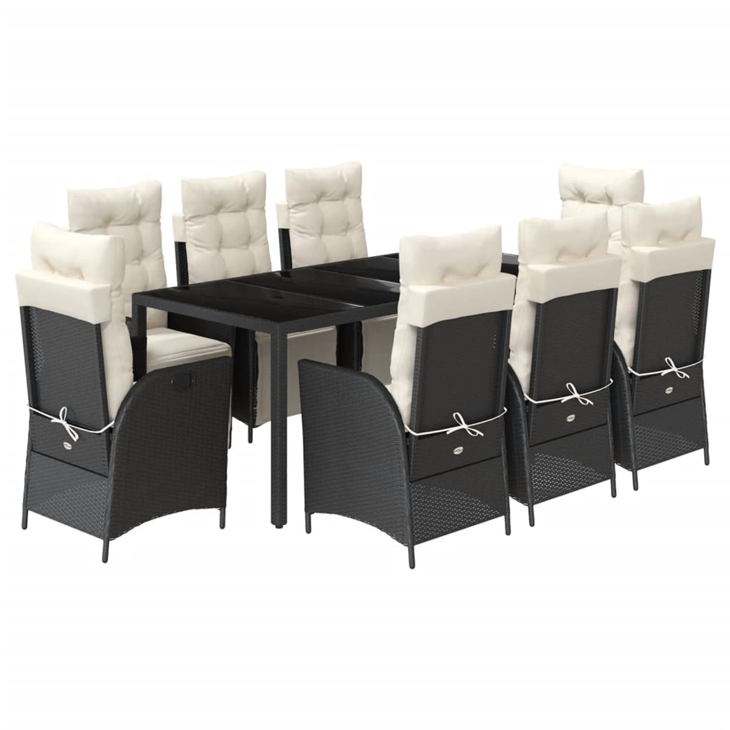 vidaXL 9-Tlg Garten-Essgruppe mit Kissen Schwarz Poly Rattan 3213319 günstig online kaufen