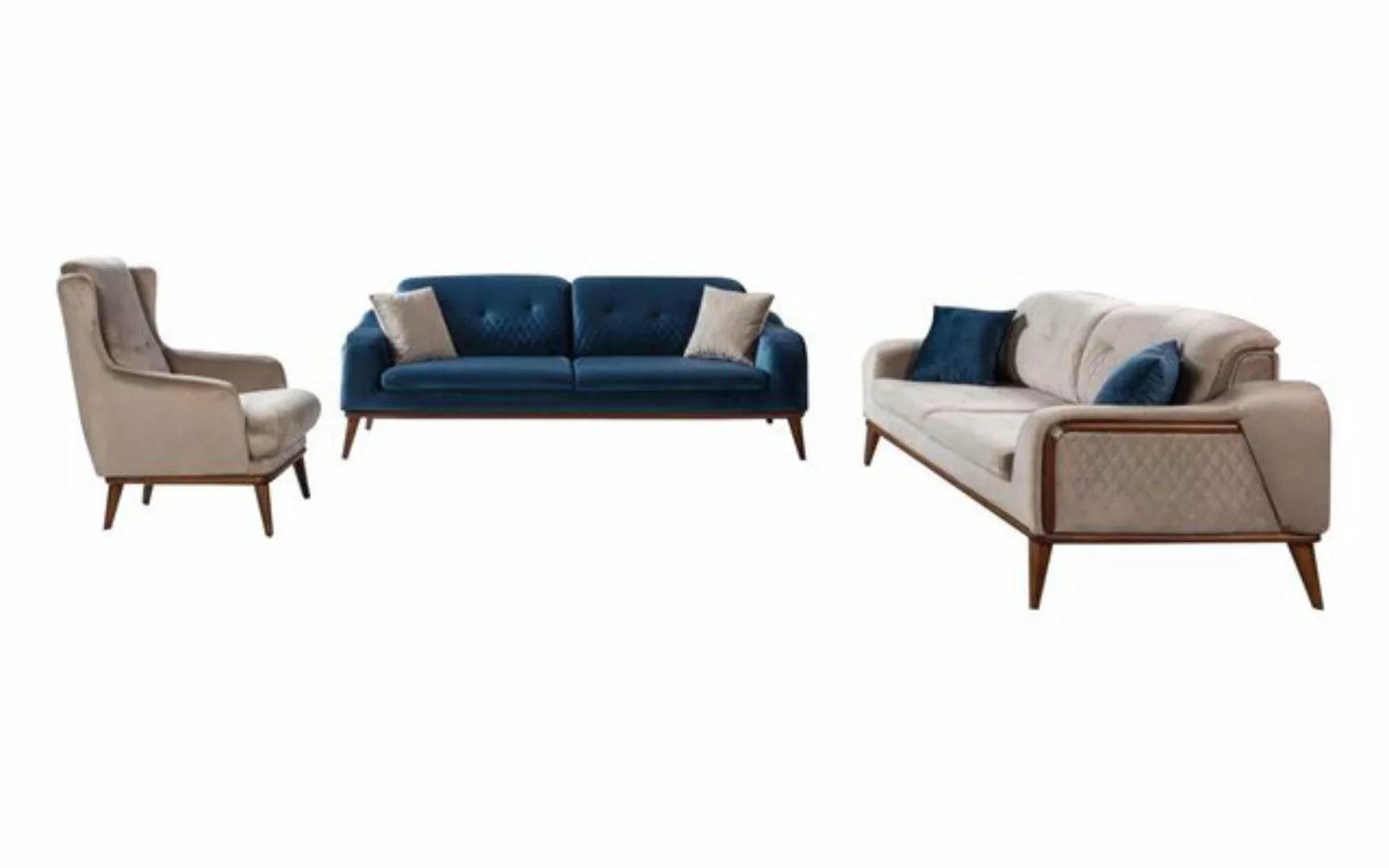 JVmoebel Sofa Sofagarnitur Sofa Garnitur Sofas 3+3+1 Sitzer Sessel Dreisitz günstig online kaufen