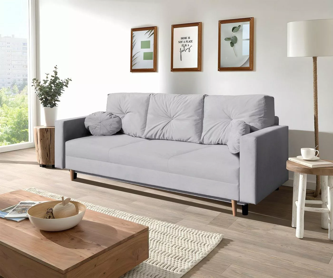 Beautysofa 3-Sitzer MILAN, skandinavisches Design, Wellenunterfederung, Bet günstig online kaufen
