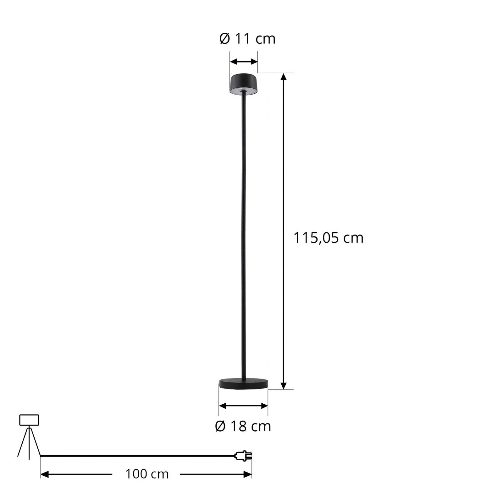 Lindby LED-Akku-Stehleuchte Isason, schwarz, Alu, Ø 11 cm günstig online kaufen