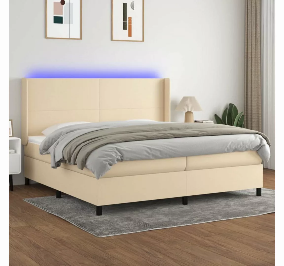 vidaXL Boxspringbett, Boxspringbett mit Matratze & LED Creme 200x200 cm Sto günstig online kaufen