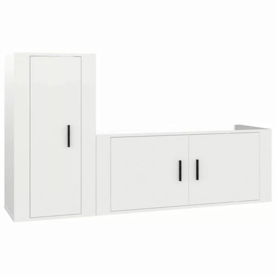 furnicato TV-Schrank 2-tlg. TV-Schrank-Set Hochglanz-Weiß Holzwerkstoff (1- günstig online kaufen