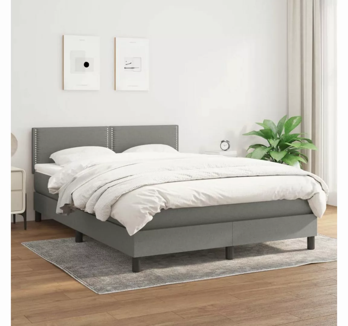 vidaXL Boxspringbett Boxspringbett mit Matratze Dunkelbraun 140x200 cm Stof günstig online kaufen