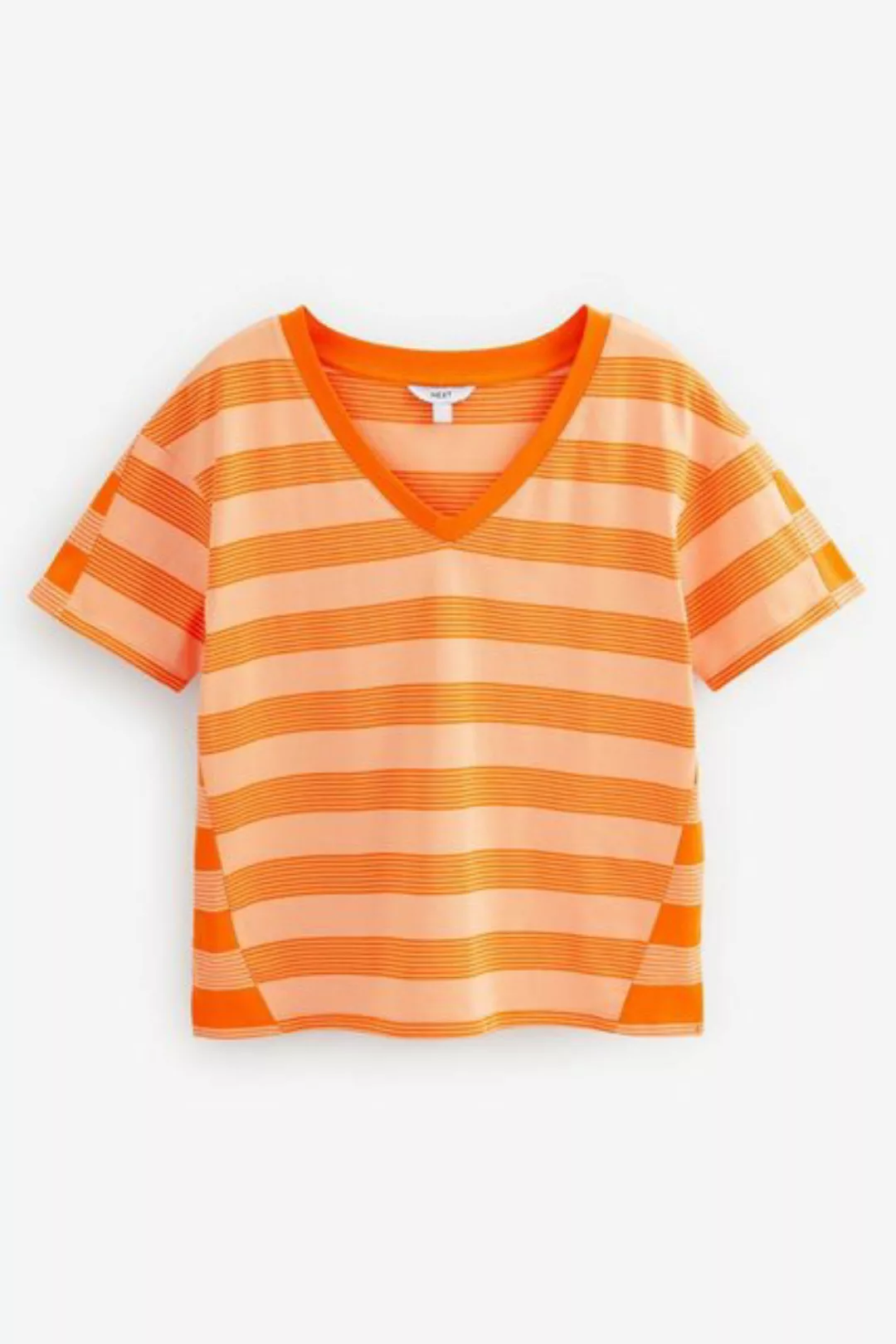 Next T-Shirt Kurzärmliges gestreiftes T-Shirt mit V-Ausschnitt (1-tlg) günstig online kaufen