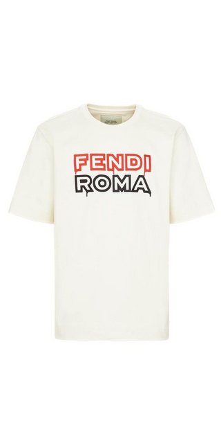 FENDI Print-Shirt FENDI Logo Print T-Shirt aus Baumwolle Weiß Herren günstig online kaufen