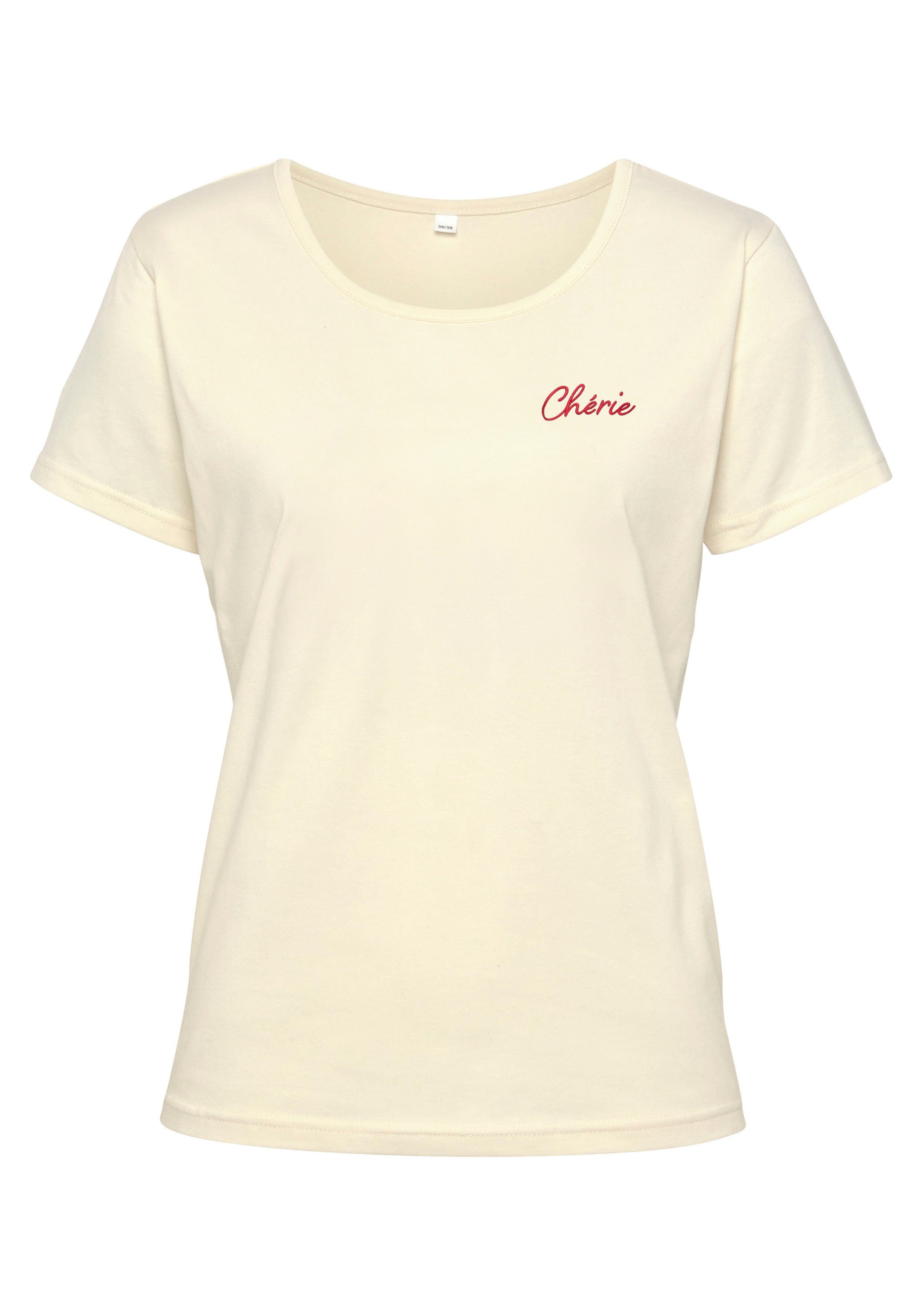 Vivance Kurzarmshirt, T-Shirt mit Stickerei, Loungewear günstig online kaufen