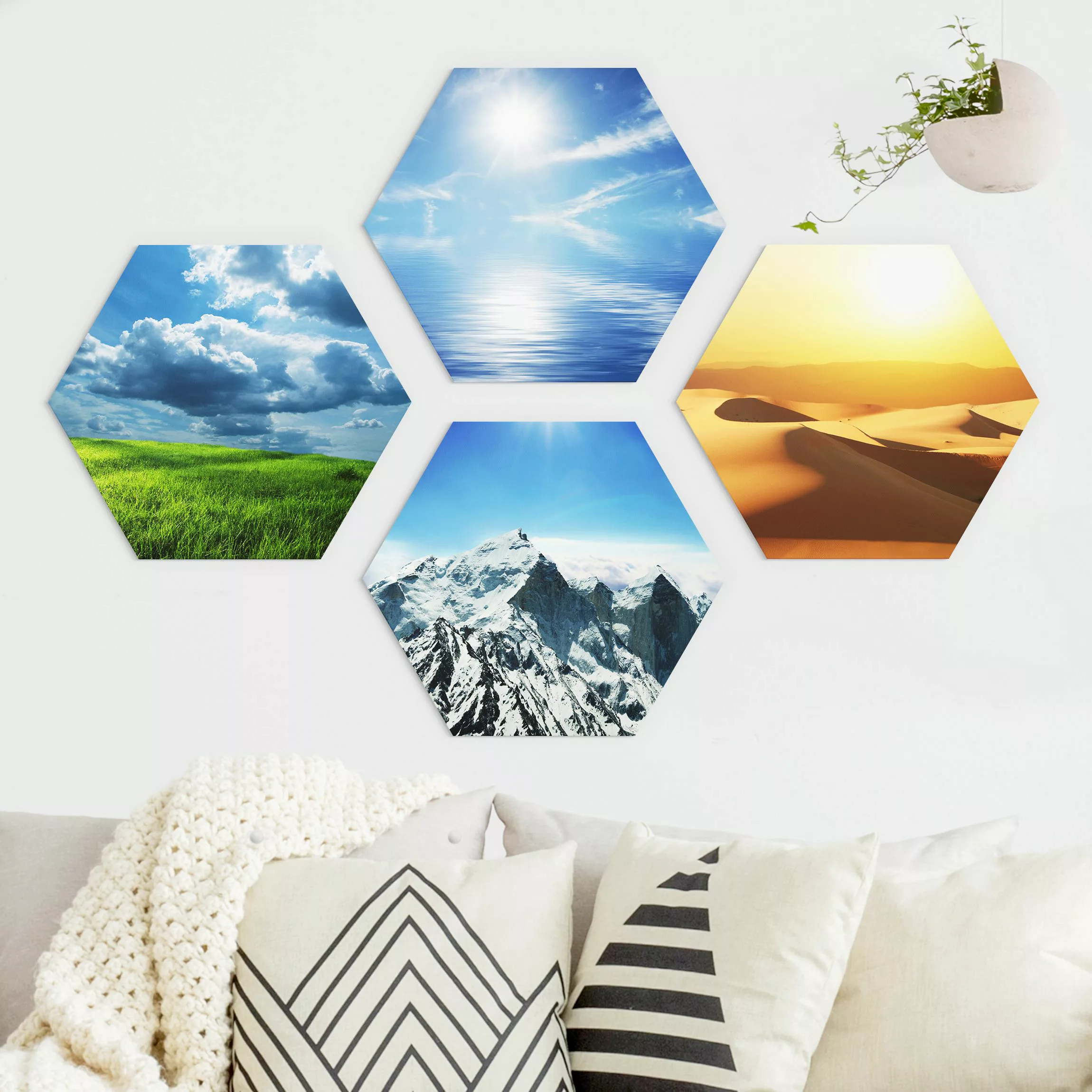 4-teiliges Hexagon-Alu-Dibond Bild Elements günstig online kaufen