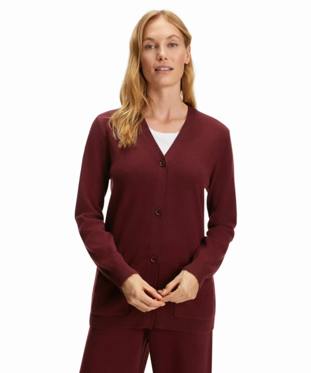 FALKE Damen Jacke V-Ausschnitt, XS, Rot, Uni, Kaschmir, 64166-860601 günstig online kaufen