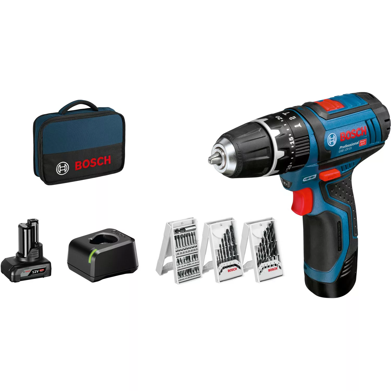 Bosch Professional 12 V Akku-Schlagbohrschrauber GSB 12V-15 inkl. 2 Ah Akku günstig online kaufen