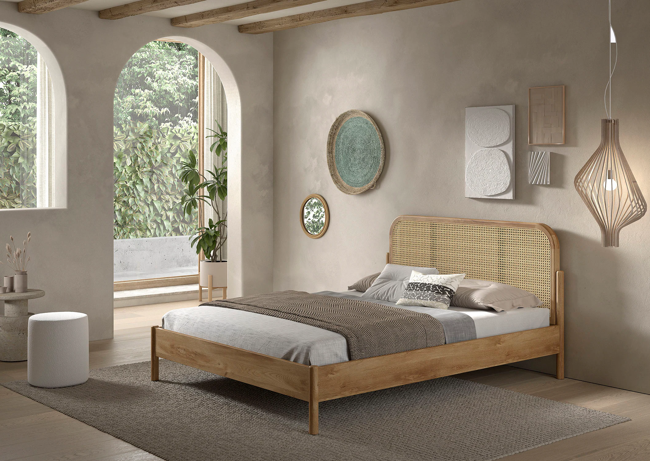 Home affaire Bettgestell "Olive, Bettpfosten Eiche massiv und furnierten Be günstig online kaufen